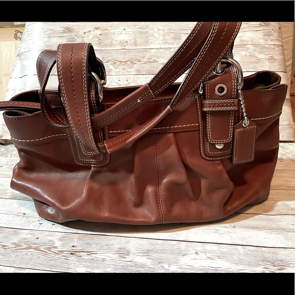 Coach Brown pleated shoulder bag #G1075-F13732